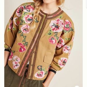 Anthropologie Maeve Needlepoint Jacket size L fits sizes 16-20